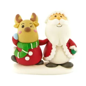 Décor buche Père Noël et renne rouge comestibles par 20 - décor sucre 