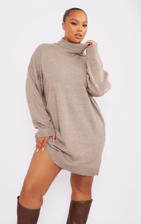 Plus Robe pull en maille tricot gris pierre