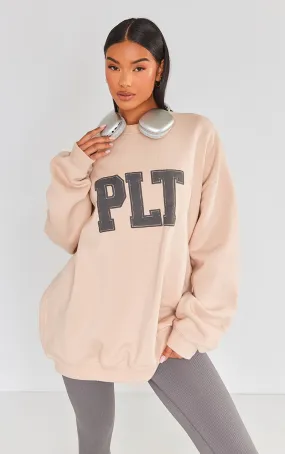 PRETTYLITTLETHING Sweat oversize gris pierre clair à imprimé épais