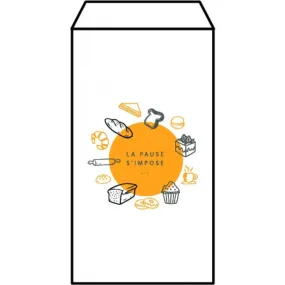 Sac croissant n°6 kraft blanc avec décor